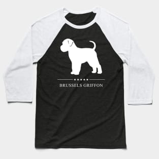 Brussels Griffon Dog White Silhouette Baseball T-Shirt